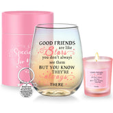 Yalucky Good-Friend wine glass with iridescent finish for personalized gifting.