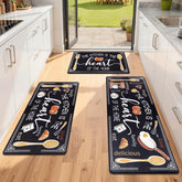 Yamaziot anti-fatigue kitchen mat 3-piece set, front view, reduces standing fatigue