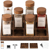Yangbaga glass spice jars with acacia lids show airtight freshness for organized kitchen storage