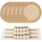 YangqiHome boho placemats set of 6 with textured cotton-jute for cozy dining