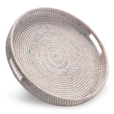 YANGQIHOME round rattan tray with handles for easy transport and stylish organization.