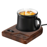 Yanxus mug warmer with wood grain texture keeps beverages warm at your desk.