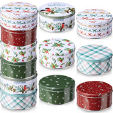 Yaomiao Christmas cookie tins with lids in a 12-pack set, ideal for gifting