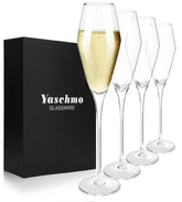 Yaschmo Champagne Flutes with tulip design enhance bubbles and presentation