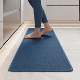 YDKGL blue kitchen mat with linen texture for soft underfoot comfort