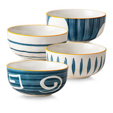 Yeacccng ceramic cereal bowls 6-inch set of four for everyday meals.