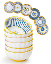 Yeacccng small bowls with vibrant multi-color glaze for sushi and cereals.