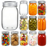 YEBODA 16oz wide-mouth mason jar with lids for easy preserving.