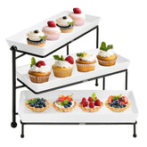 Yedio 3-tiered serving stand with white platters for an elegant party display