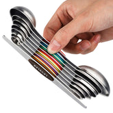 YellRin magnetic spoons with leveler for precise dry ingredient measurements