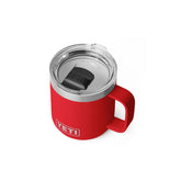 YETI Rambler 10 oz ceramic-lined mug with stackable design for easy transport.