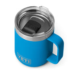 YETI Rambler 10 oz Stackable Mug in Big Wave Blue with MagSlider lid for on-the-go hydration.