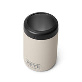 YETI Rambler Colster front view in Cape Taupe keeps standard cans cold for outdoor use