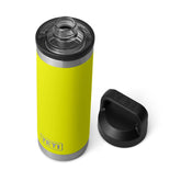 YETI Rambler 18oz Firefly Yellow with Chug Cap showing leakproof sip.