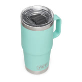 YETI Rambler 20oz Travel Mug seafoam side view showing spill-resistant durability