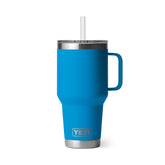 YETI Rambler 35 oz with handle in Big Wave Blue keeps drinks cold longer.