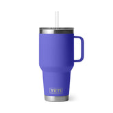 YETI Rambler 35 oz tumbler with handle and straw lid in ultramarine violet for easy hydration.
