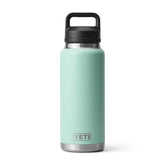 YETI Rambler 36 oz bottle with chug cap close-up for quick sips on the go.