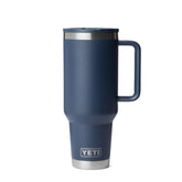 YETI Rambler 40 oz travel mug with flip-straw lid in navy for spill-free hydration on the go