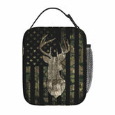 YETTA YANG camouflage lunch bag exterior in waterproof Oxford fabric for everyday use.