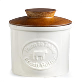 YHOJOY Butter Crock base in ceramic keeps butter ready to spread at room temperature.