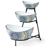 YHOSSEUN 3-tier bowls with colorful Bohemian pattern for vibrant table settings.