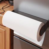 YIGII magnetic paper towel holder on fridge keeps towels ready for quick spills.