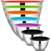YIHONG 7-piece metal mixing bowls with lids for versatile prep and storage.