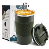 YINBAOGE insulated travel mug in green keeps beverages hot or cold on the go.