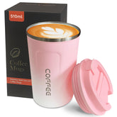 YINBAOGE insulated travel mug with lid for spill-free sipping on the go.
