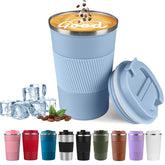 YINBAOGE insulated travel mug with spill-proof lid for on-the-go hot drinks.