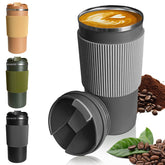 YINBAOGE travel mug with gray lid, 15oz, ideal for hot beverages during commutes