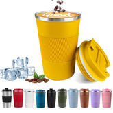 YINBAOGE travel mug yellow 12oz keeps beverages hot for commutes