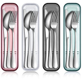 Yinkin four-pack travel utensils with case for convenient on-the-go meals