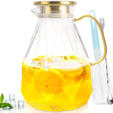 Yirilan Diamond Pitcher with diamond-pattern glass, ideal for family servings.