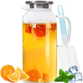 Yirilan glass pitcher 2-liter with lid and spout for easy pouring and serving.