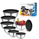 YJSLICT 7-piece bowls with lids neatly stacked for space saving