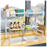 YKLSLH over-sink drying rack fully extended for maximum dish space.