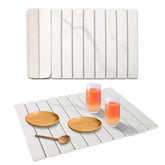 YLjindoia stone drying mat with marble texture dries dishes stylishly.