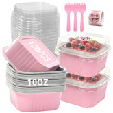 ylnurac mini cake pans with pink lids for portable desserts