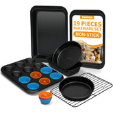Ymiton 19pc bakeware stackable set offers space-saving versatility for any kitchen.
