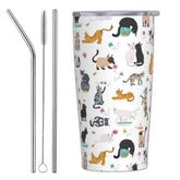 Yobvec cat tumbler with lid and straw, spill-proof design for on-the-go hydration.