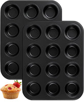 Yoehka 2-pack muffin pan 12-cup set enables easy cupcakes at home.