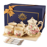 YOLIFE Vintage Rose teapot with ornate porcelain design for refined tea parties.