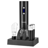 Yomety electric opener base on a stylish countertop showing organized accessory storage