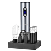 Yomety electric wine opener with base for quick cork removal and neat storage.
