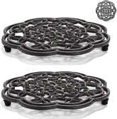 Yopay 2-pack round cast iron trivet protecting countertops from heat