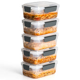 YORY 5-cup nestable rectangular container for compact meal prep storage