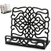 Youeon vintage cast iron cookbook stand with floral cutout design on the counter.