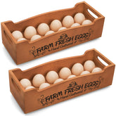 Youeon wooden egg holder on countertop for organized, breathable egg storage.
